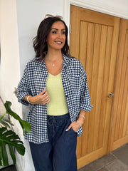Navy Gingham Checked Shirt Zaria
