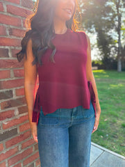 Wine Tie Detail Knitted Tank Lola