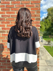 Black Applique Floral Knit Tanya