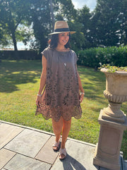Chocolate Broderie Floral Dress Brooke
