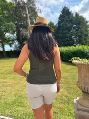 Khaki Gold Heart Knit Vest Matilda