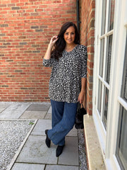 Stone Leopard Fine Knit Top Bella