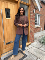 Chocolate Leopard Lined Blazer Ashley