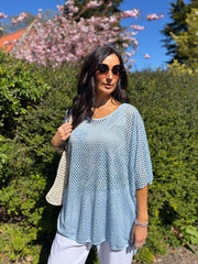 Blue Shimmer Loose Weave Top Jasmine