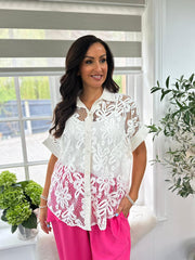 White Floral Lace Blouse Millie