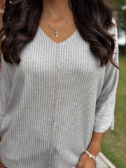 Grey Gold Lurex Knit Top Jenna