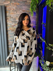 Stone Shimmer Block Print Top Eve