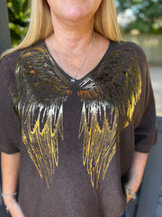 Chocolate Gold Angel Wings Knit Florence