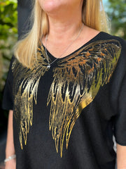 Black Gold Angel Wings Knit Florence