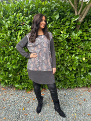 Grey Ditsy Leopard Pattern Dress Clara