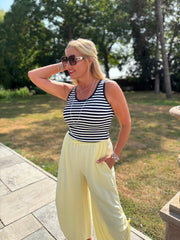 Lemon Ruched Drawstring Wide Leg Trousers