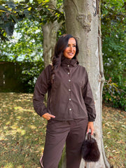 Chocolate High Neck Jacket Mila