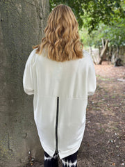 Winter White Longline Zip Sweatshirt Millie