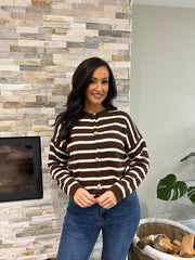 Chocolate Stripe Cardigan Dora
