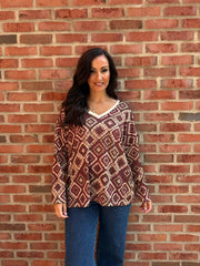 Wine Diamond Shimmer Top Freya