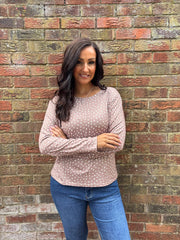 Mocha Polka Dot Super Soft Round Neck