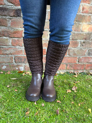 Chocolate Quilted Knee High Boots