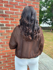 Chocolate Net Crochet Jacket Florence
