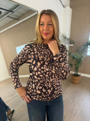 Black Animal Print Top Carmen