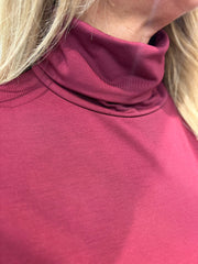 Wine Roll Neck Top Julia
