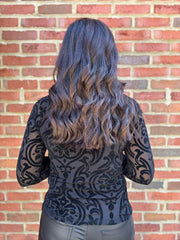 Black Printed Mesh Top Helen