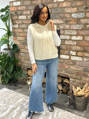 Stone Sleeveless Knitted Hoodie Sherida