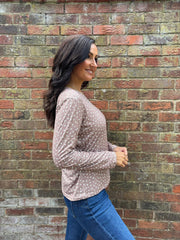 Mocha Polka Dot Super Soft Round Neck