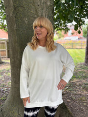 Winter White Longline Zip Sweatshirt Millie