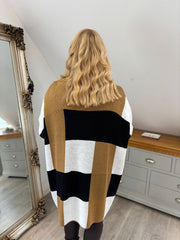 Camel Colour Block Longline Knit Lilly