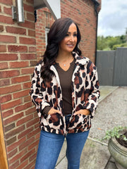 Chocolate Leopard Quilted Coat Adele