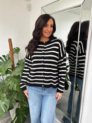 Monochrome Stripe Cardigan Dora