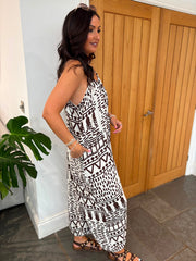 Chocolate Aboriginal Print Jumpsuit Clarissa