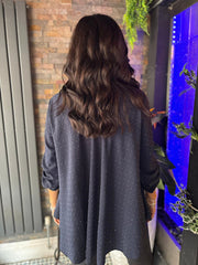 Navy Diamante V Neck Top Selina