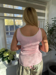 Pink Gold Trim Ribbed Vest Maria