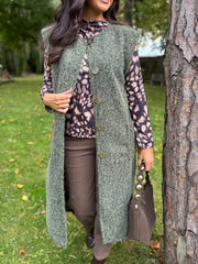 Khaki Brushed Belted Waistcoat Andrea