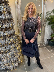 Grey Animal Print Mesh Top Sofia