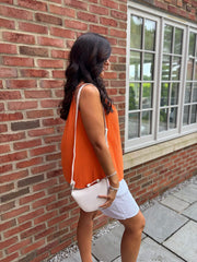 Orange Bubble Cotton Tie Detail Vest Miley
