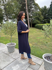 Navy Super Soft Longline Cardi Mary