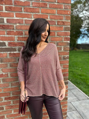 Rust Gold Lurex Knit Top Jenna