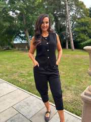 Black Buttoned Knit Waistcoat Kerry