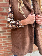 Chocolate Sherpa Textured Gilet