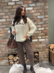 Stone Reverse Seam Slogan Knit Gigi