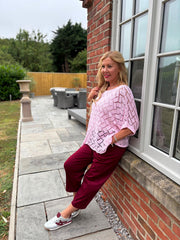 Pink Abstract Pattern Knit Tori