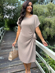 Mocha Textured Tie Dress Corrina