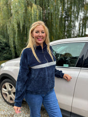 Navy Chenille Half Zip Jumper Hazel