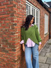 Pistachio Knitted Wrap Jumper Nell