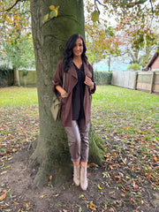 Chocolate Tie Waist Jacket Charlotte