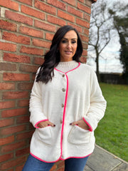 Winter White Fleece Button Jacket Farah