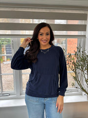 Navy Terry Towel Pocket Sweatshirt Andrada
