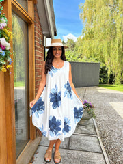 Navy Floral Print Dress Yvonne